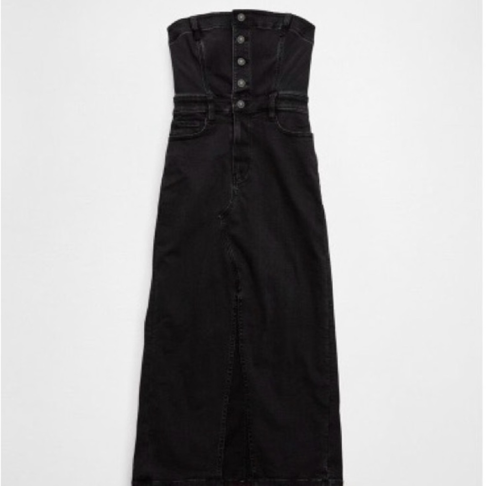 AE Strapless Denim tube top midi Dress